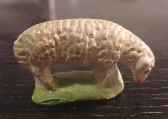 Vintage German Putz Composition Sheep Barnyard Nativity