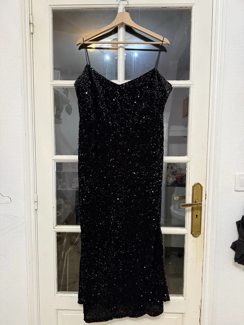 Robe De Soirée Noire à Sequins PAUL & JOE SISTER - Taille 36 Environ - Occasion Très Bon état