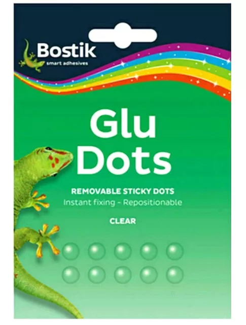 Blu Tak Glu Dots abnehmbar klar doppelseitig klebrig 64 Punkte Bostik Klebeheft 3