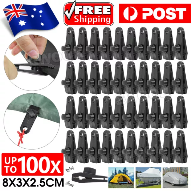 25-100X Awning Tarp Tent Clips Canvas Clamps Heavy Camping Survival Grip Tool AU