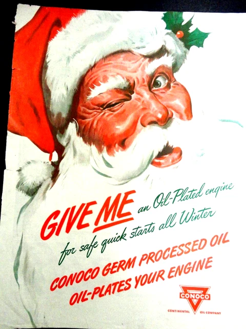 VINTAGE 1960s CHRISTMAS MAGAZINE PRINT AD CONOCO OIL SANTA CLAUS MID CENTURY