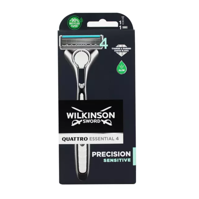 Wilkinson Sword Quattro Rasoio Quattro Lame + 1 Ricarica Lamette Uomo Da Barba