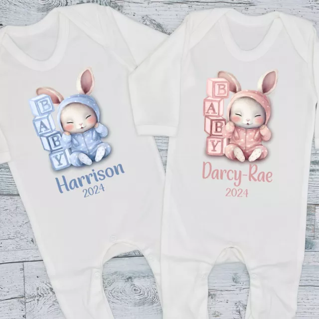 PERSONALISED BORN IN 2024 2025 Announcement New Baby Bib Vest Romper TShirt £6.99 PicClick UK