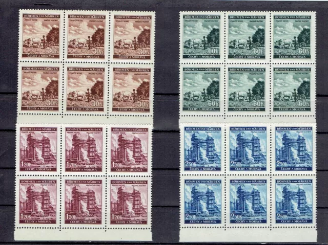 Böhmen und Mähren - Mi Nr. 75-78 Postfrisch als 6er Block mit Rand unten