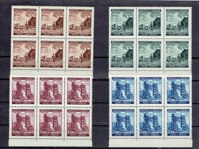 Böhmen und Mähren - Mi Nr. 75-78 Postfrisch als 6er Block mit Rand unten