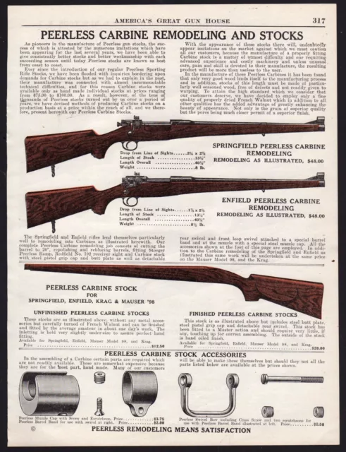 1940 PEERLESS GUN Stocks Springfield Enfield Krag Mauser Carbine Vintage AD  $12.98 - PicClick