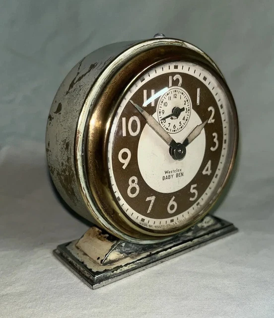 Antique Ivory Luminescent Westclox Baby Ben Style 4(1934-39)Alarm Clock-Working