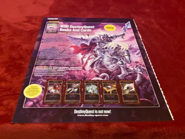 Framed Game Advert 11X9 Destiny Quest Books And Cards Promootion