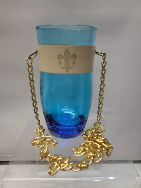 Vintage 1970s "The Chain Drinking Glass" Blue Hadiform Corp.