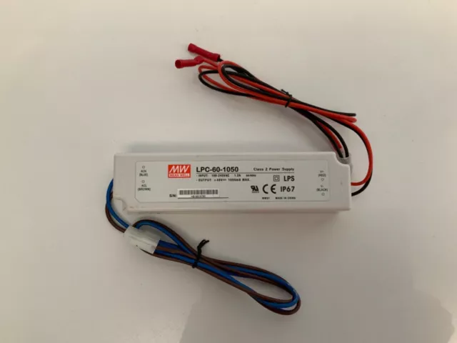 Mean Well LPC-60-1050 60 Watt (60W) LED Driver / Power Supply to IP67 1050mA