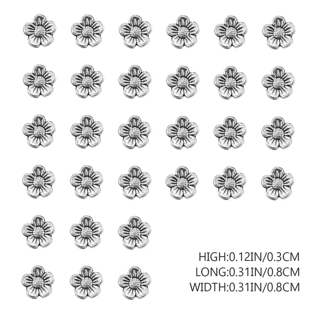 100 Pcs Floral Loose Bead Sunflower Beads Spacer Beads Vintage Bracelet Jewelry 10
