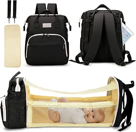 Munafa Baby Diaper Bag Changing Station 3 In 1 Travel Foldable Bassinet Kids Bed