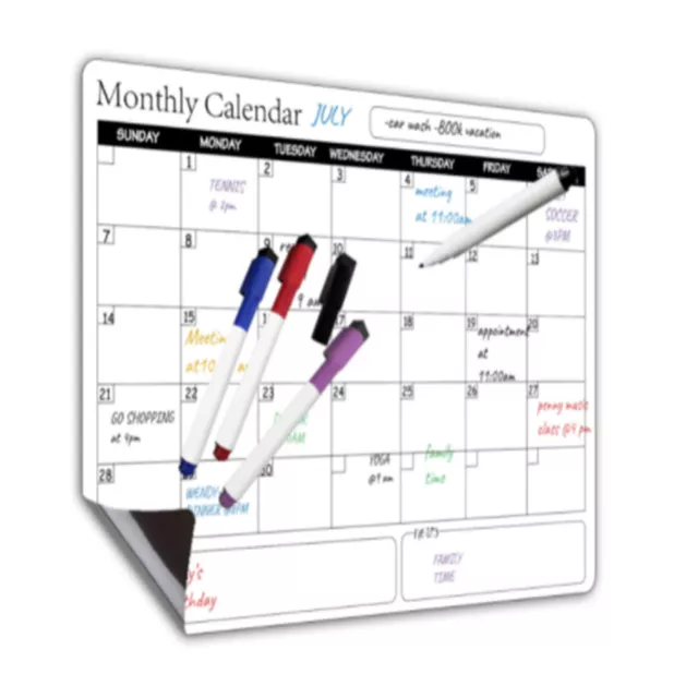 Magnetic Dry Erase Calendar Refrigerator Whiteboard Monthly Planner Family Memo