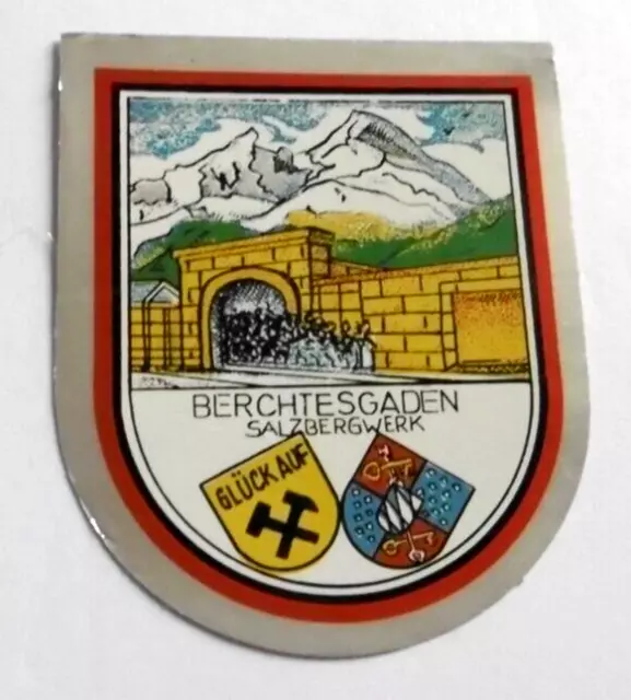 Souvenir-Aufkleber Berchtesgaden Salzbergwerk Watzmann Oberbayern 80er Oldtimer