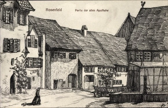Künstler Ak Rosenfeld im Zollernalbkreis, Padtie der alten... - 10081267
