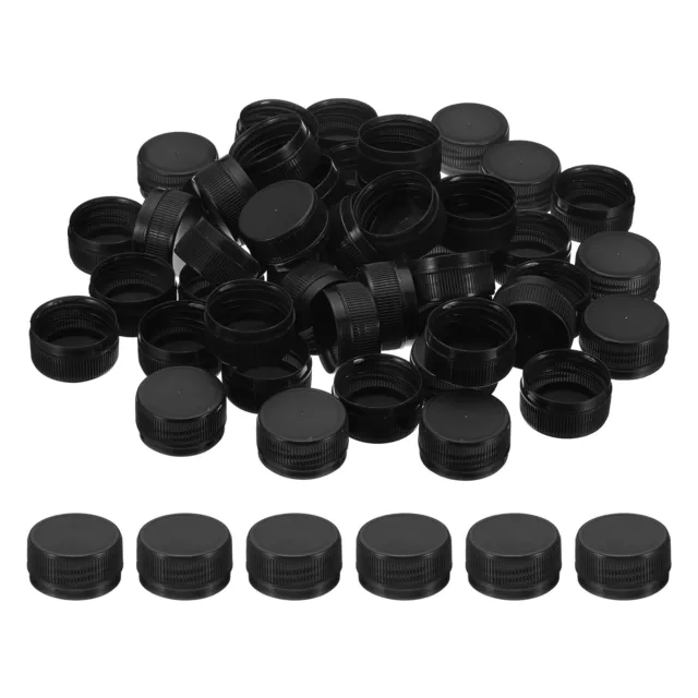 1.2inch Plastic Bottle Caps for Crafts, 50Pcs Bottle Screw Lids, Black