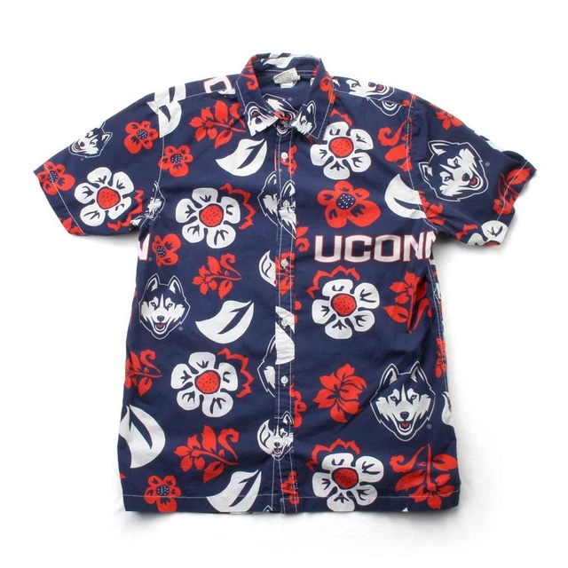 Men's UCONN Connecticut Huskies Floral Shirt Button Up Beach Shirt