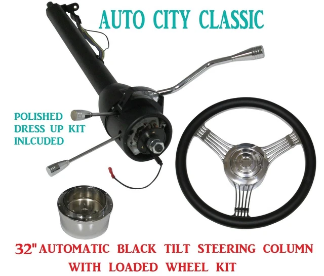 32& STREET HOT Rod Stainless Tilt Steering Column Automatic Black + 3