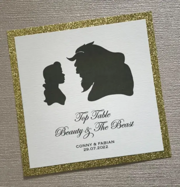 Disney Wedding Table Numbers / Disney Fairytale Couples Glitter Table Names