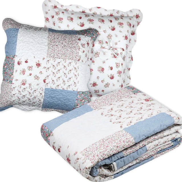 Couvre lit 2 personnes en microfibre matelassé Romane - Beige - 220 x 240 cm - Couvre-lit