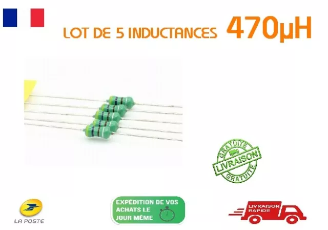 inductance-470µh- LOT DE 5 INDUCTANCES -470µH -TYPE L510 1W