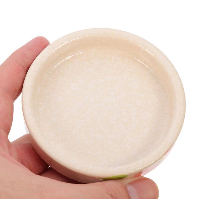 2 Piatti Per Inchiostro In Ceramica Con Portapennelli - Design A Fiore