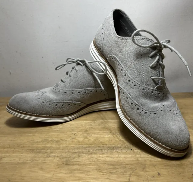 Cole Haan Grand Os Women's 6 Shoes Wingtip Leather Gray Oxfords Suede Comfort