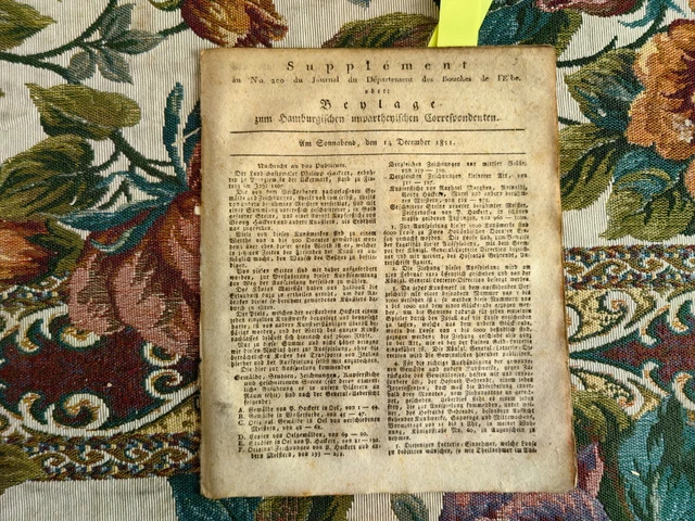 1811 Zeitung  Hamburg b200 Marbelow Gnoien Einberufung St. Peter Ording Garding