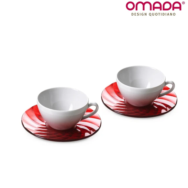 Set 2 Tazze Da Cappuccino OMADA Design - In Plastica Infrangibile Con Piattini, Made In Italy - Foto 2