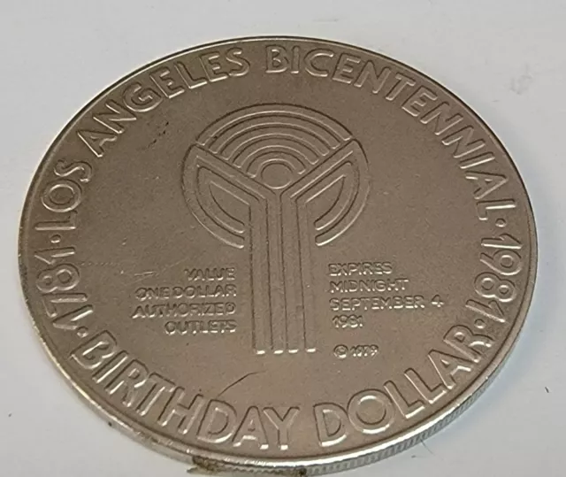 Vtg End of the Rainbow Los Angeles Bicentennial 1781-1981 Birthday Dollar Coin
