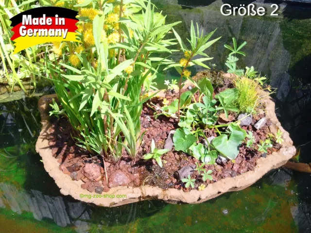 Pflanzinsel für den Gartenteich 60 x 30 cm mit 2  Pflanztöpfen