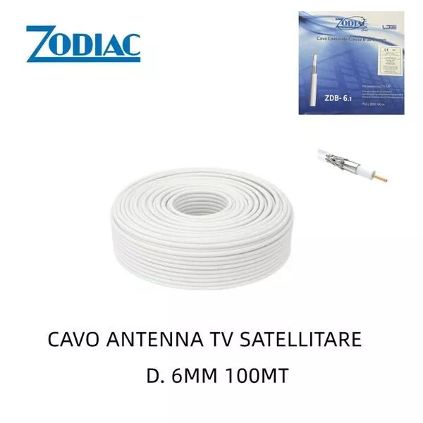 Écheveau Câble Coaxial pour Antenne TV Numérique Terrestre Sat Zodiac ZDB-6.1