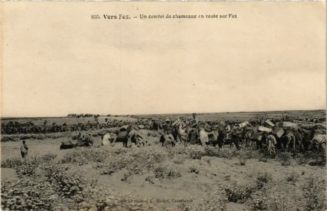 CPA AK FEZ - Un concoi de chameaux en route sur FEZ MAROC (796420)