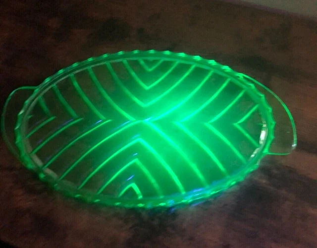 Lot De 3 Verres Tumbler En Verre D'uranium Vert - Art Déco Vintage - Set 6 Pièces