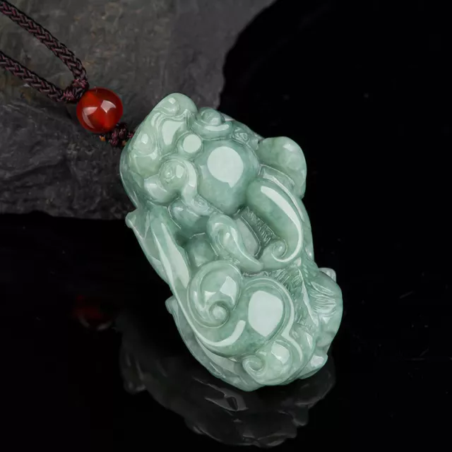 Natural Grade A Jade Jadeite Men Women Lucky Wealthy Ruyi Pixiu Dragon Pendant