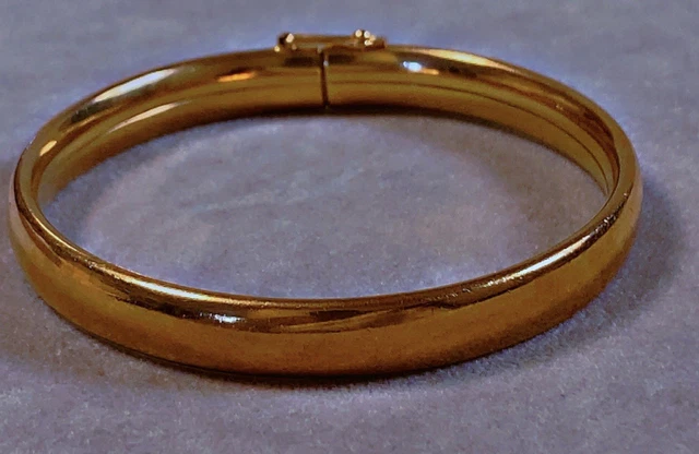 Bracelet Rigide Ouvert Vintage – Plaqué Or, Bleu Violet Translucide – Rare Bijou 3432