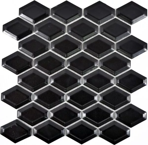 Retro 3D Mosaico Azulejos Cerámica Diamante Negro Mate Baldosas de Espejo Cocina