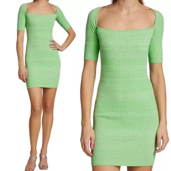 NEW Remain Birger Christensen Rakella Ribbed Knit Dress Spring Green Size 10