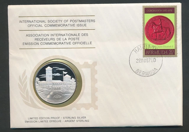 Bermuda: 1978 QEII Coronation 1953-1978 Large Silver Medal PNC (Weight 20g 38mm)