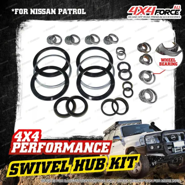 Swivel Hub King Pin + Wheel Bearing Seal Kit for Nissan Patrol GU Y61
