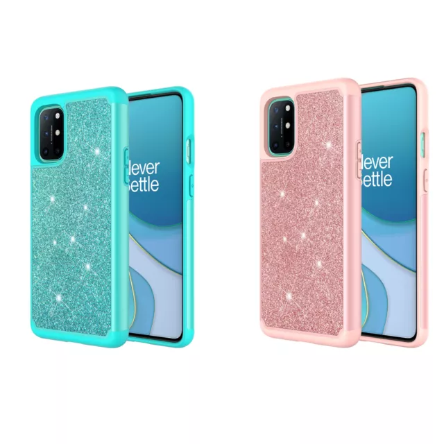 for OnePlus 8T 5G with Screen Protector Shockproof Glitter Phone Hard Case Cover