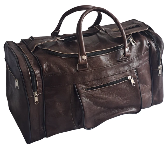 Sac De Voyage En Cuir Vintage 25 Pouces - Homme, Cabrin, Fait Main - Marron