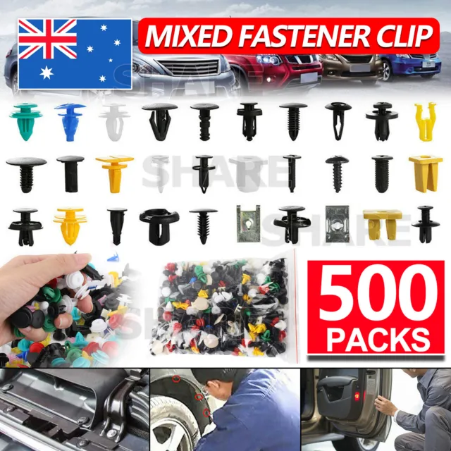 500Pcs Mixed Auto Car Fastener Clips Bumper Fender Trim Plastic Rivet Door Panel