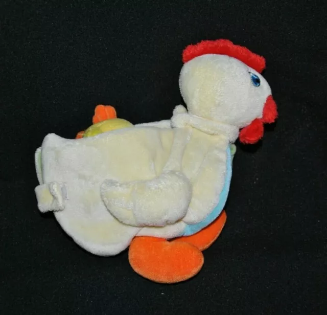 Peluche doudou poule d'activités jaune poussin boules grelot scratch TTBE