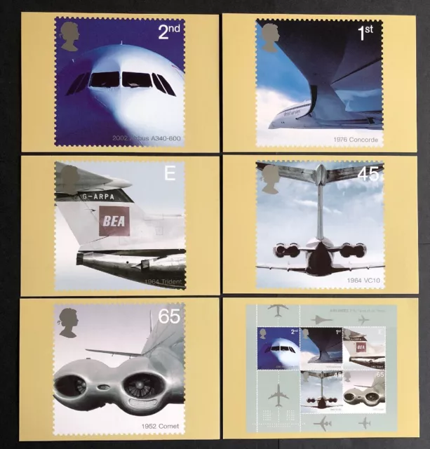 GB 2002 Mint PHQ Postcard Set No 241. Airliners (6pcs) - FREE UK P&P!