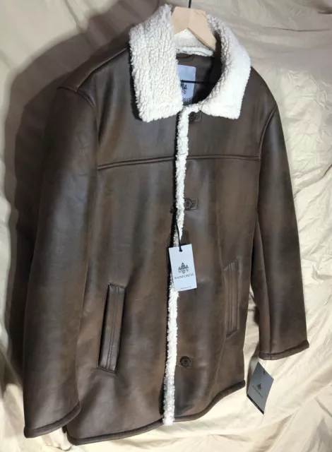 RAINFOREST FAUX LEATHER Shearling Lined Jacket Mens Large $90.00 - PicClick