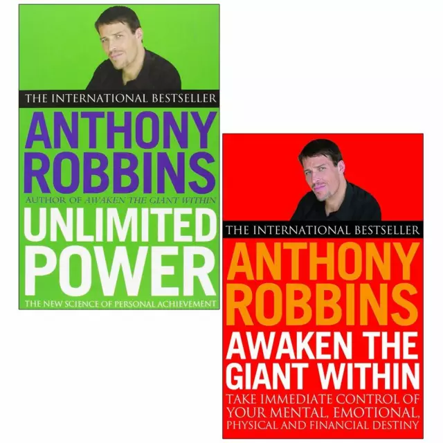 Tony Robbins 2 Books Awaken The Giant Within,Unlimited Power Collection Set NEW