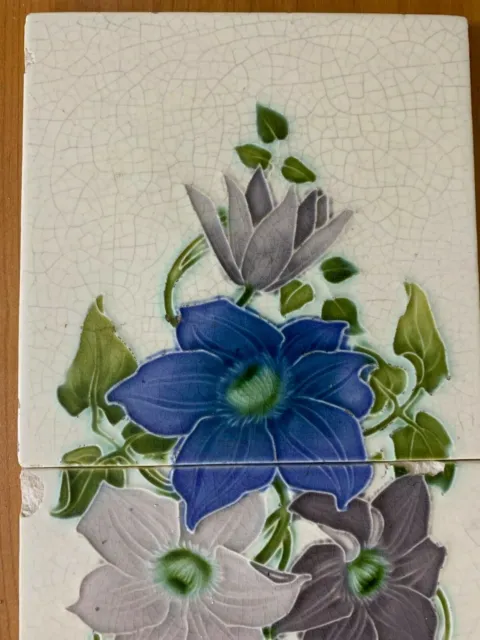 England vintage rare floral set antique art nouveau majolica tile 5pcs 6x6 Inch 2