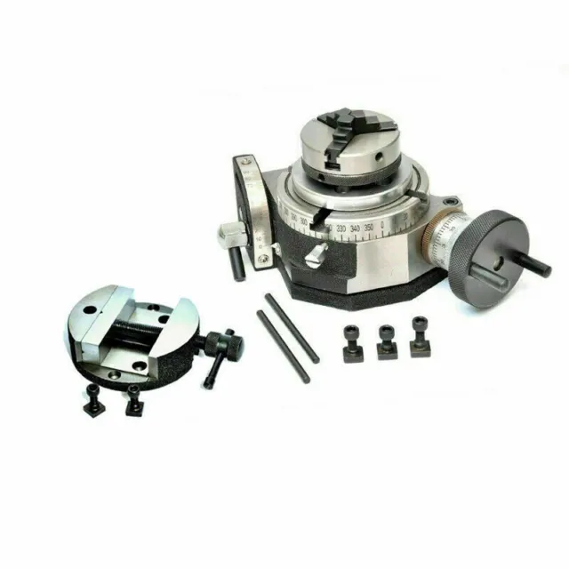 Tilting Rotary Table 100 mm With Round Vice & Mini Scroll Chuck