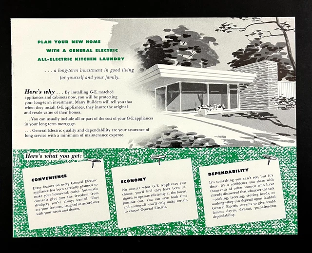 1950s General Electric Kitchen Laundry Vintage Products Ad Booklet Home Remodel
